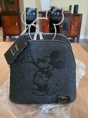 Loungefly Mickey Mouse Black Denim Embroidery Backpack